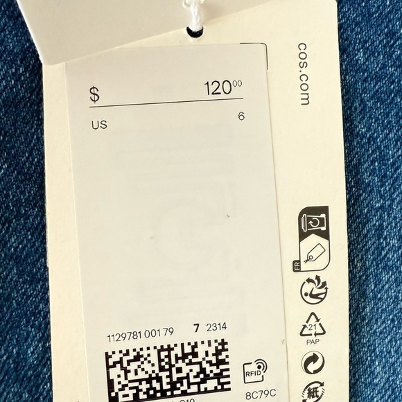 COS Blue Denim Midi Skirt with front slit size 25 - Picture 7 of 11